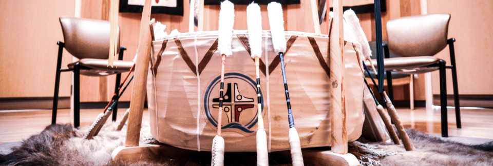 Image of healing room at SLMHC- drum in centre of room.