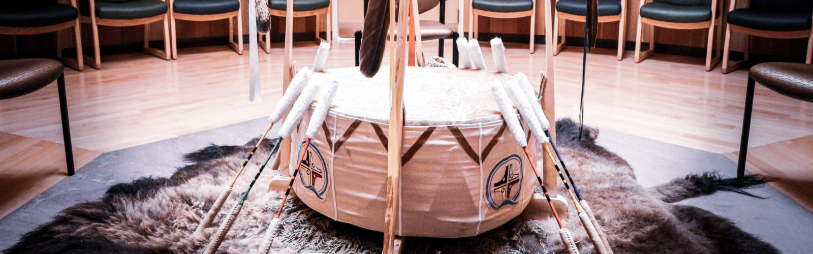 Image of healing room at SLMHC. Drum at centre of room.